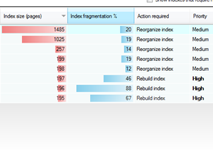 Index fragmentation report